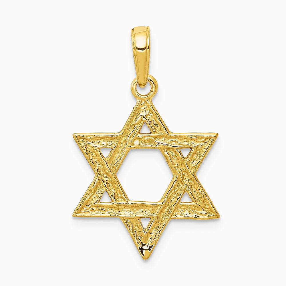 10K / 14K Yellow Gold Star of David Pendant - Product Photo