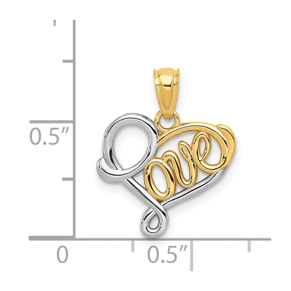 14k and Rhodium LOVE Pendant - Product Photo