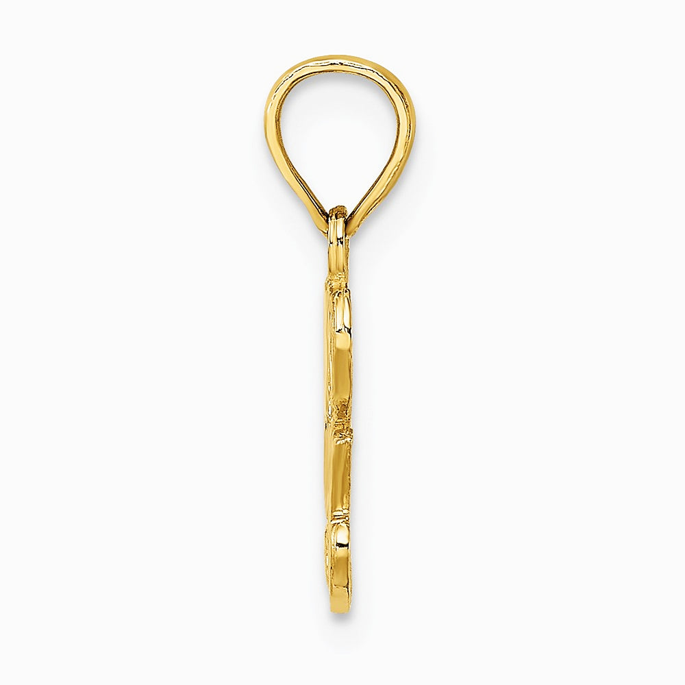 10K / 14K Yellow Gold Polished and Textured I HEART YOU Charm - Product Photo