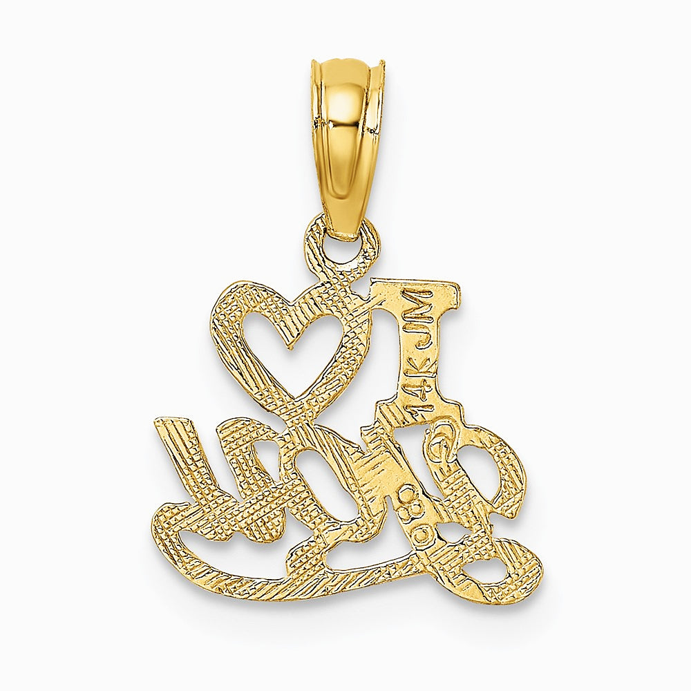10K / 14K Yellow Gold Polished and Textured I HEART YOU Charm - Product Photo