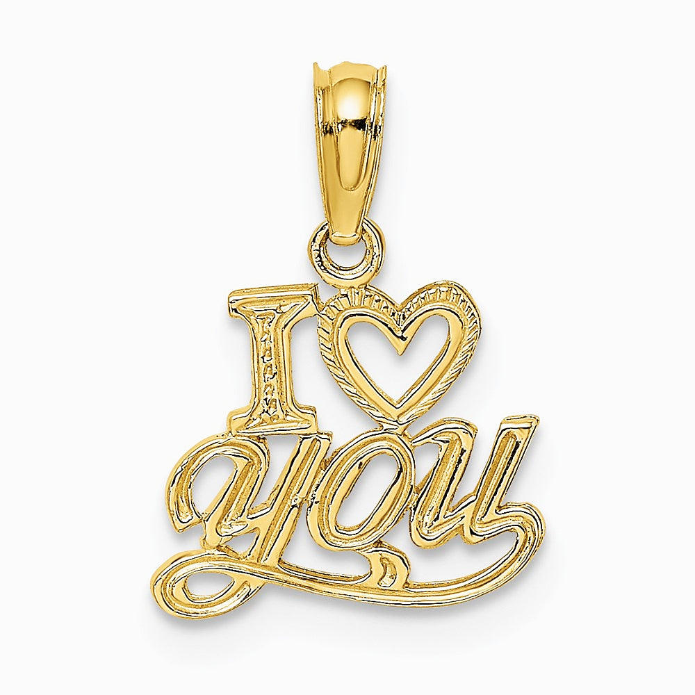 10K / 14K Yellow Gold Polished and Textured I HEART YOU Charm - Product Photo