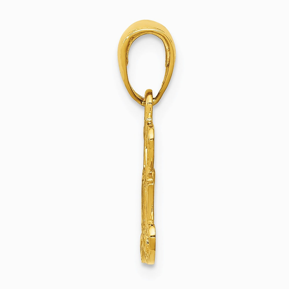 10K / 14K Yellow Gold Polished & Textured I Heart You Pendant - Product Photo