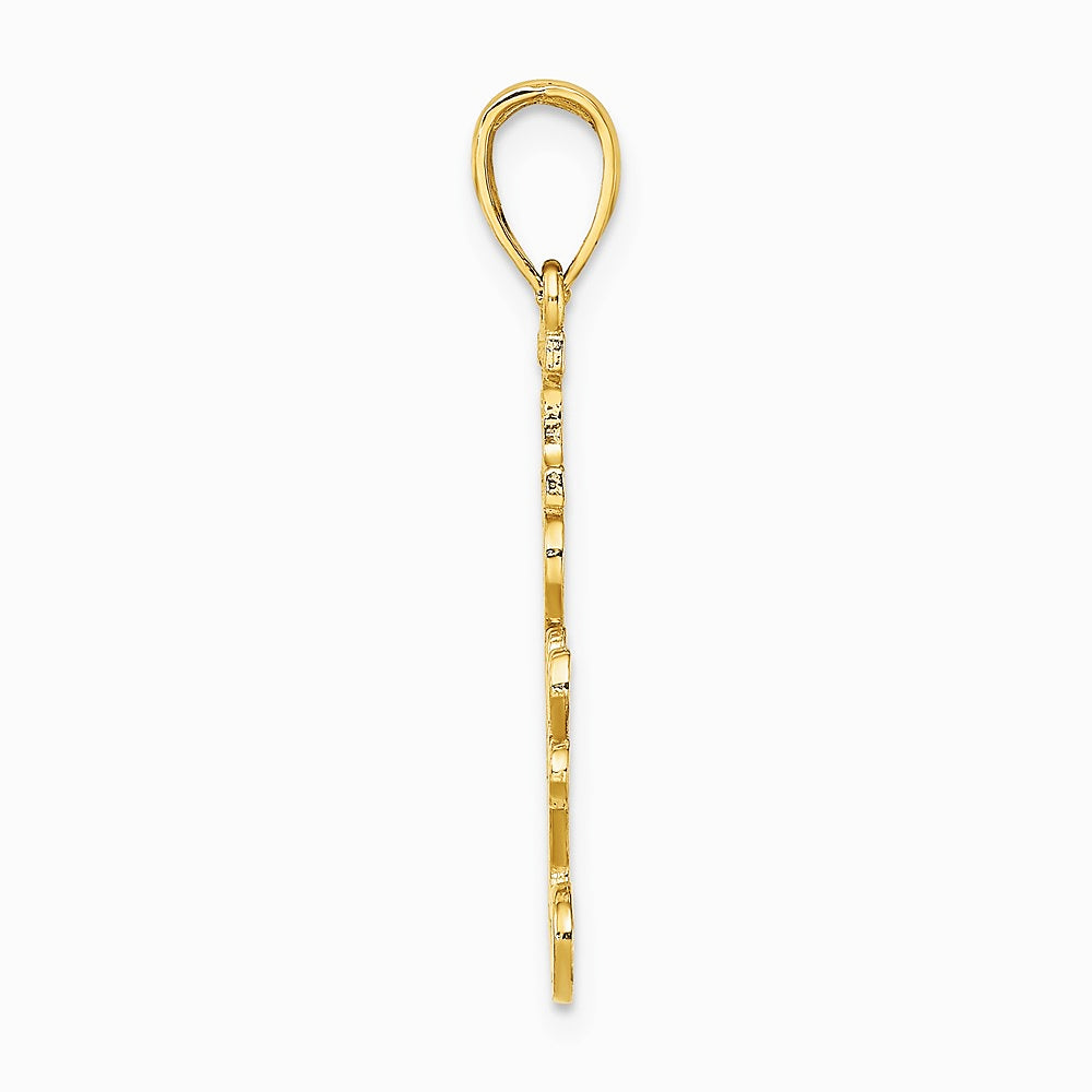 10K / 14K Yellow Gold Textured I LOVE YOU Pendant - Product Photo
