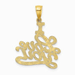 10K / 14K Yellow Gold Textured I LOVE YOU Pendant - Product Photo