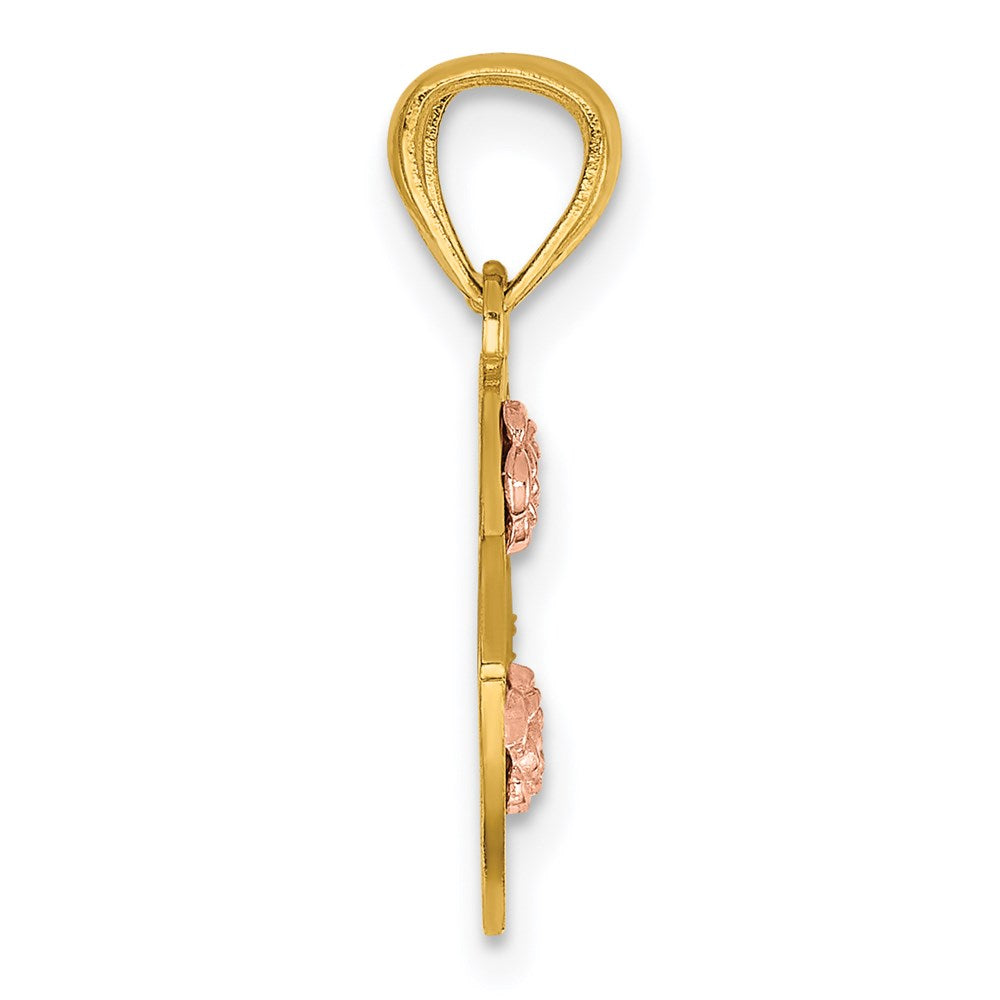 14k Two-tone BEST FRIENDS Break Apart Heart Pendant - Product Photo