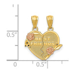 14k Two-tone BEST FRIENDS Break Apart Heart Pendant - Product Photo