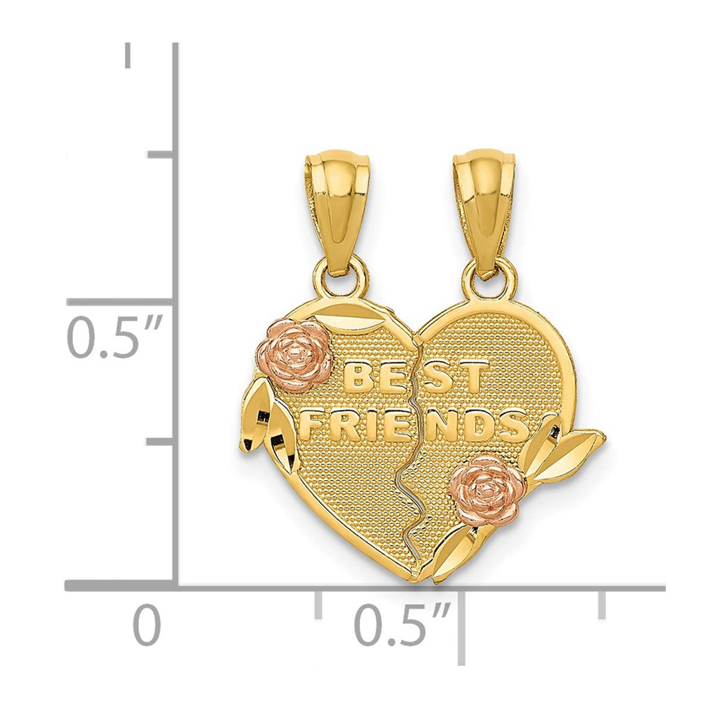 14k Two-tone BEST FRIENDS Break Apart Heart Pendant - Product Photo