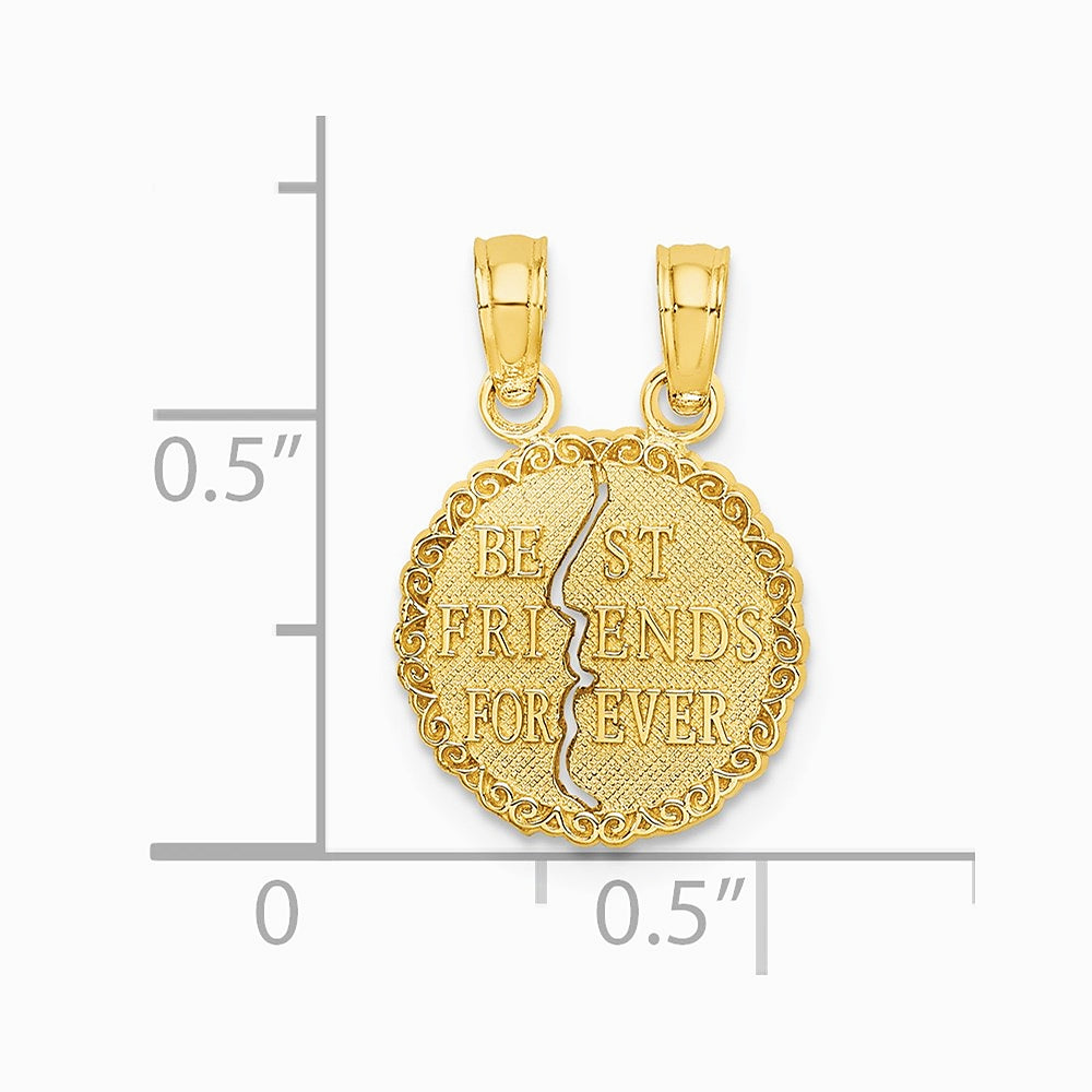 10K / 14K Yellow Gold BEST FRIENDS FOREVER Break Apart Pendant - Product Photo