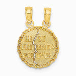 10K / 14K Yellow Gold BEST FRIENDS FOREVER Break Apart Pendant - Product Photo