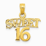 10K / 14K Yellow Gold SWEET 16 Pendant - Product Photo