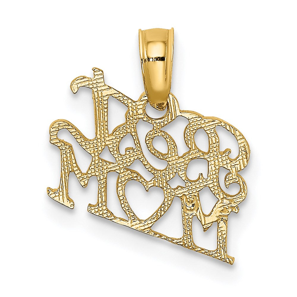 14K Yellow Gold BEST MOM with Heart Charm - Product Photo