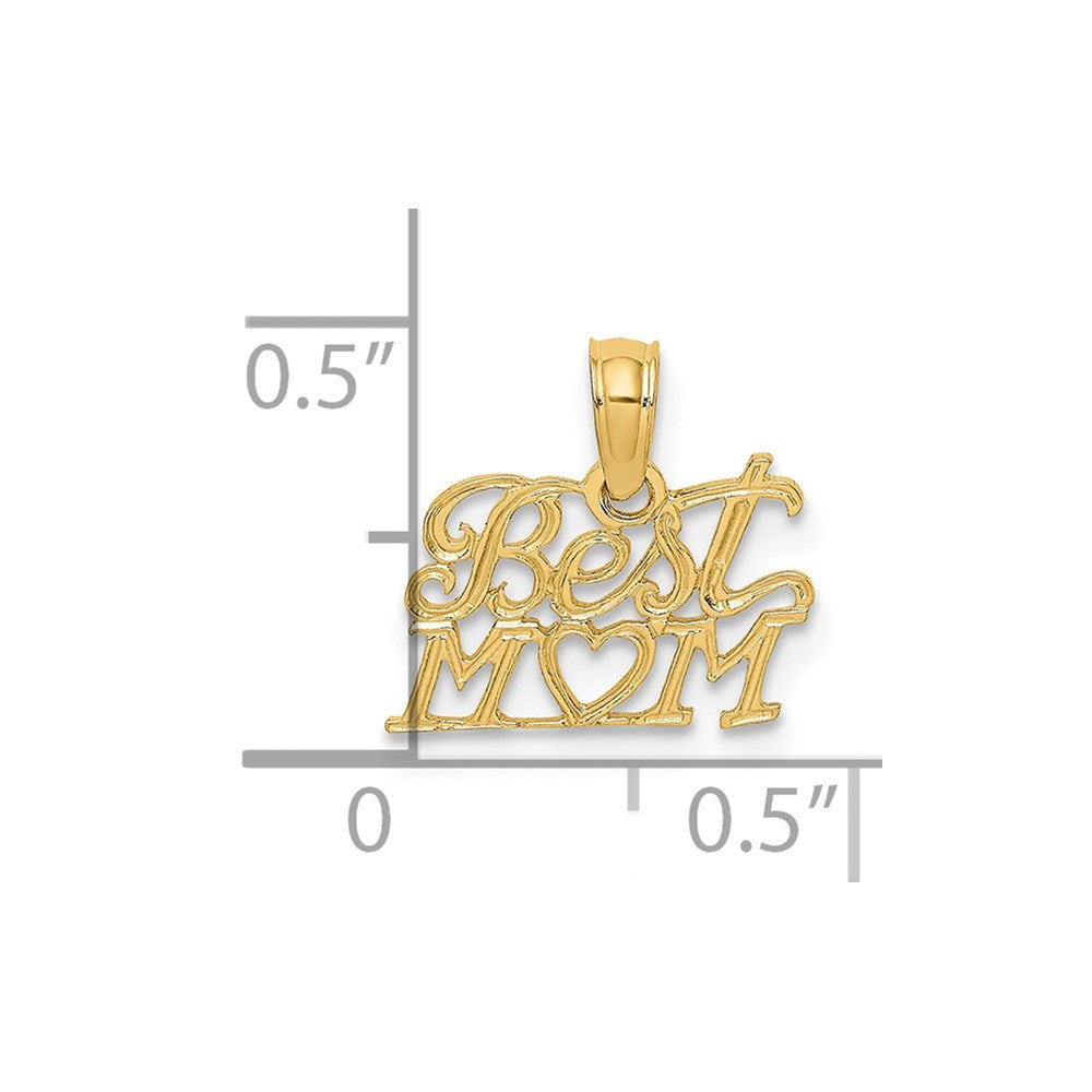 14K Yellow Gold BEST MOM with Heart Charm - Product Photo