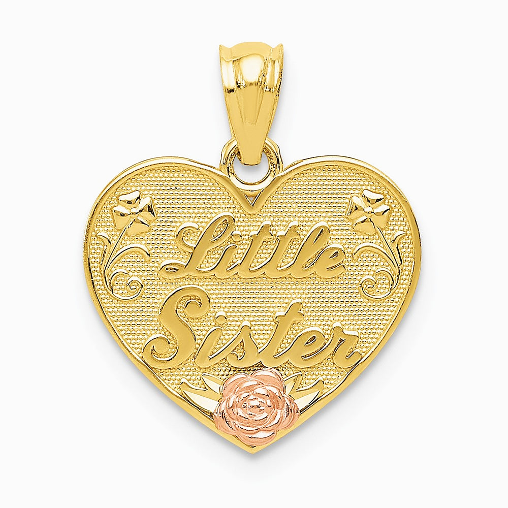 14K Two-tone LITTLE SISTER Heart Pendant