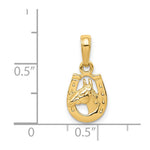 10K / 14K Yellow Gold Horse Head in Horseshoe Pendant - Product Photo
