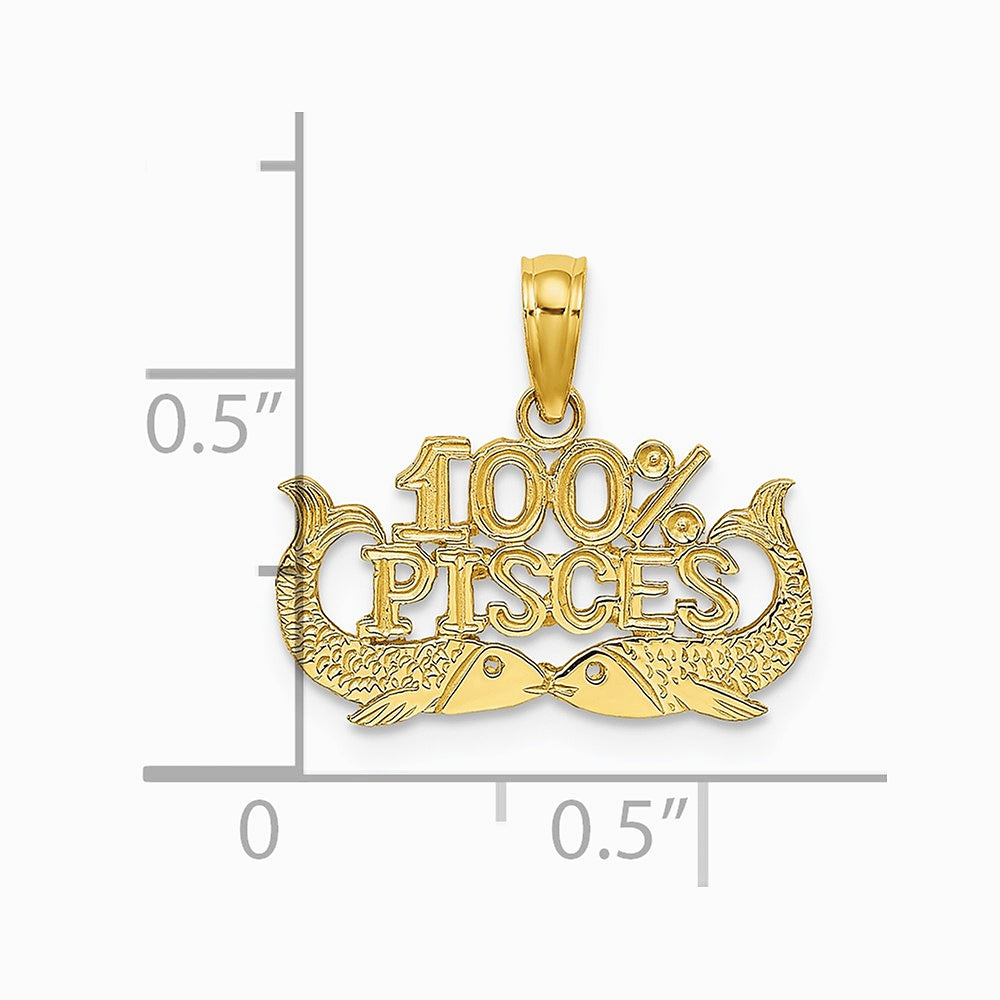 10K / 14K Yellow Gold 100% PISCES Zodiac Charm - Product Photo
