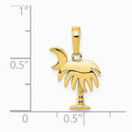 10K / 14K Yellow Gold Charleston Palm Tree with Moon Pendant - Product Photo