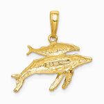 10K / 14K Yellow Gold Mother and Baby Humpback Whale Pendant - Product Photo