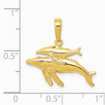 10K / 14K Yellow Gold Mother and Baby Humpback Whale Pendant - Product Photo
