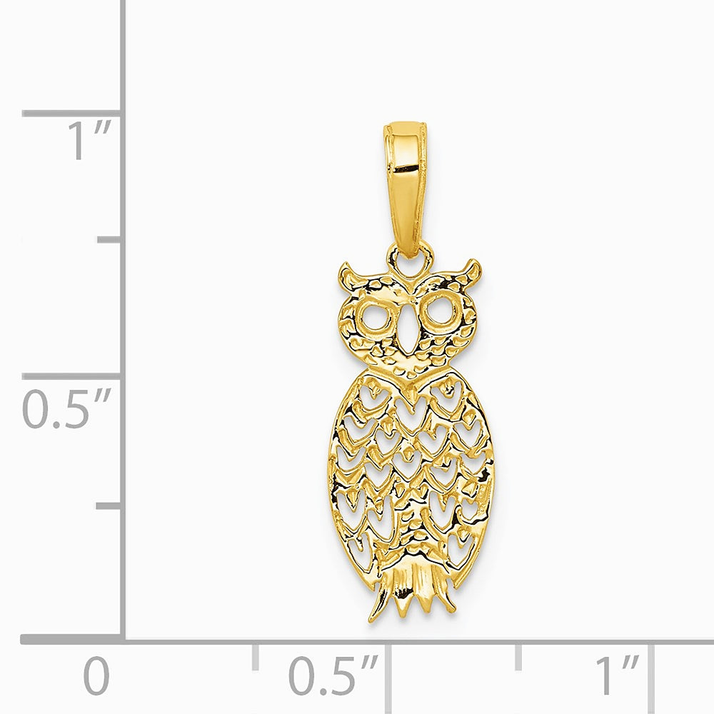 14K Yellow Gold Owl Pendant - Product Photo