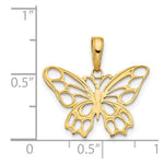 10K / 14K Yellow Gold Butterfly Cut-out Pendant - Product Photo