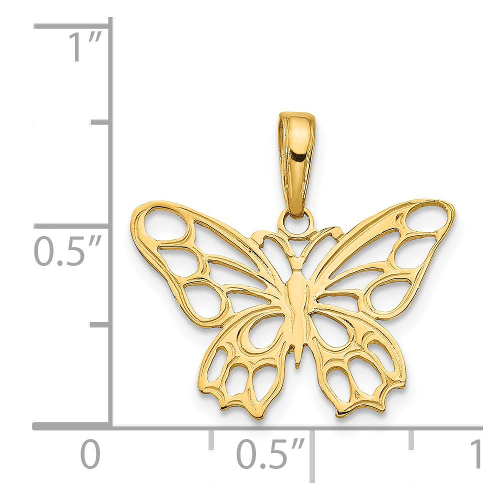 10K / 14K Yellow Gold Butterfly Cut-out Pendant - Product Photo