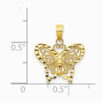 10K / 14K Yellow Gold Diamond-cut Butterfly Pendant - Product Photo