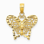 10K / 14K Yellow Gold Diamond-cut Butterfly Pendant - Product Photo