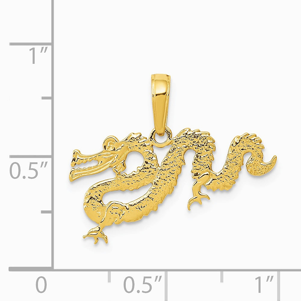 10K / 14K Yellow Gold Dragon Pendant - Product Photo