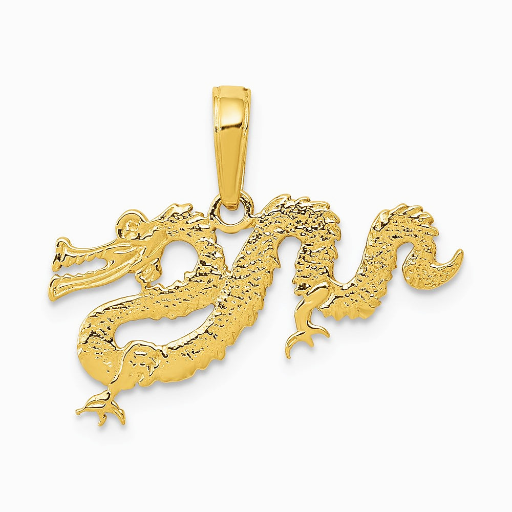 10K / 14K Yellow Gold Dragon Pendant - Product Photo