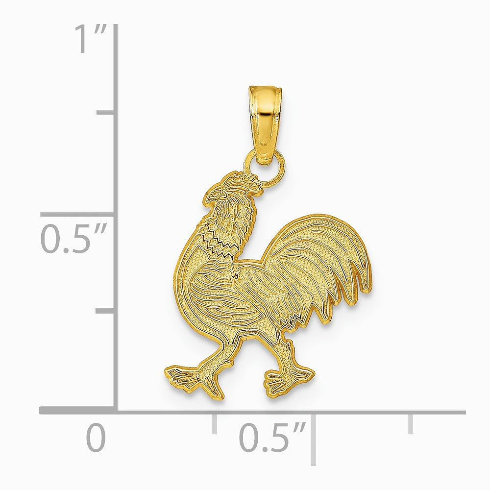 10K / 14K Yellow Gold Rooster Pendant - Product Photo
