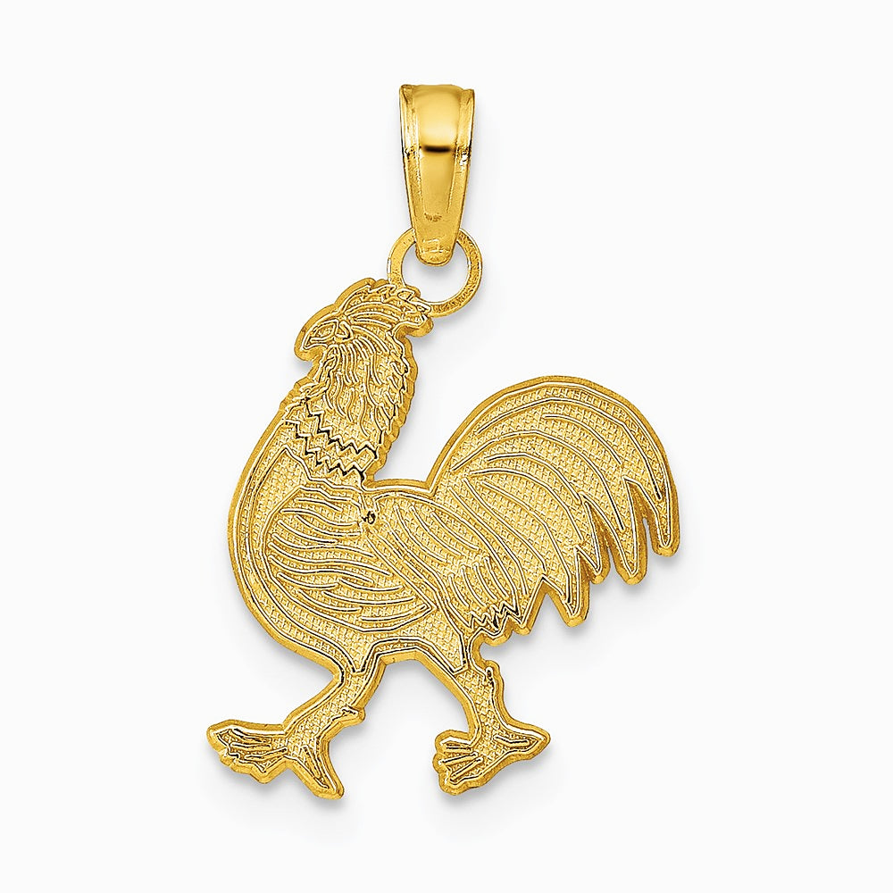 10K / 14K Yellow Gold Rooster Pendant - Product Photo