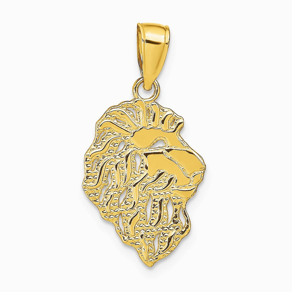 10K / 14K Yellow Gold Lion Head Pendant - Product Photo