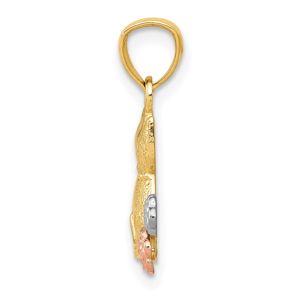 14k Two-tone w/White Rhodium Cats Pendant - Product Photo