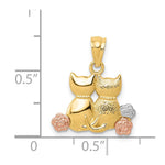 14k Two-tone w/White Rhodium Cats Pendant - Product Photo