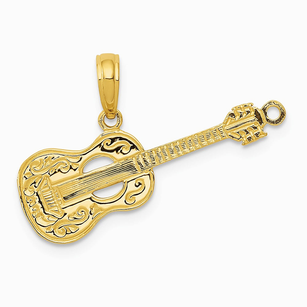10K / 14K Yellow Gold Guitar Pendant - Product Photo