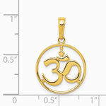 10K / 14K Yellow Gold Cut-out Round Frame Yoga Om Symbol Pendant - Product Photo