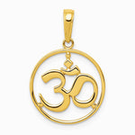 10K / 14K Yellow Gold Cut-out Round Frame Yoga Om Symbol Pendant - Product Photo