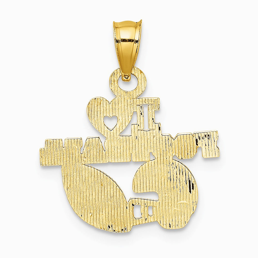 10K / 14K Yellow Gold I HEART FOOTBALL Charm - Product Photo