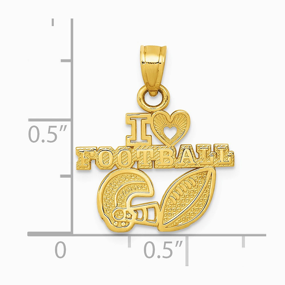 10K / 14K Yellow Gold I HEART FOOTBALL Charm - Product Photo