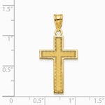 10K / 14K Yellow Gold Large Satin Cross Pendant - Product Photo