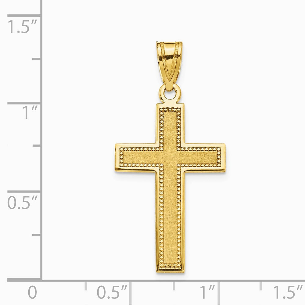 10K / 14K Yellow Gold Large Satin Cross Pendant - Product Photo