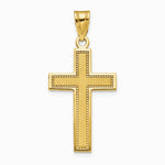 10K / 14K Yellow Gold Large Satin Cross Pendant - Product Photo