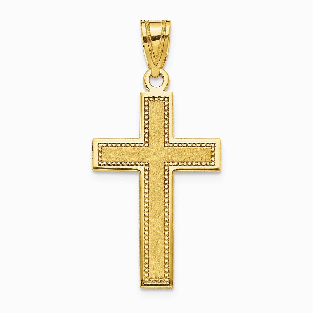 10K / 14K Yellow Gold Large Satin Cross Pendant - Product Photo