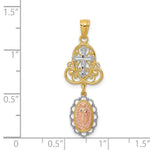 14K Two-Tone with White Rhodium Lady Guadalupe Cross Pendant - Product Photo