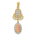14K Two-Tone with White Rhodium Lady Guadalupe Cross Pendant - Product Photo