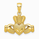 14K Yellow Gold Polished/Textured Claddagh Pendant - Product Photo