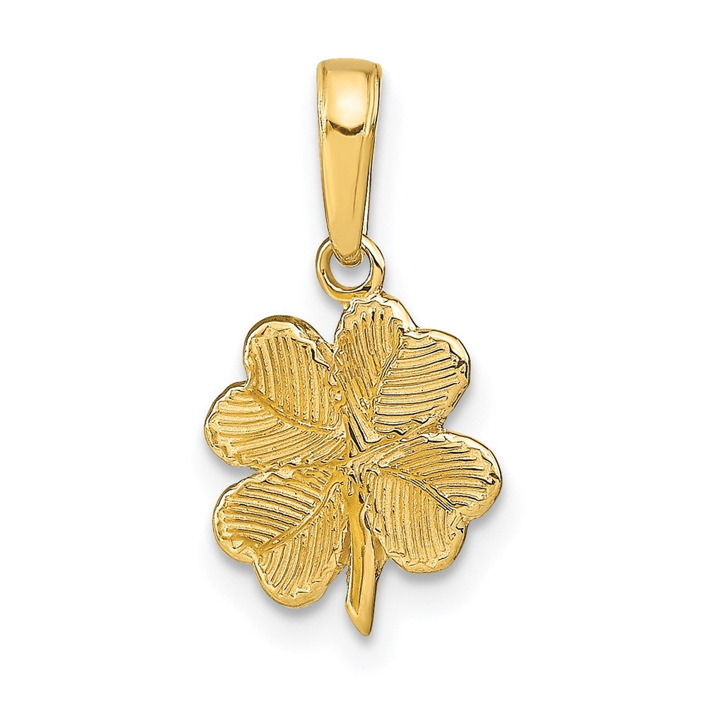 14k Polished and Textured 4-Leaf Clover Pendant - Product Photo