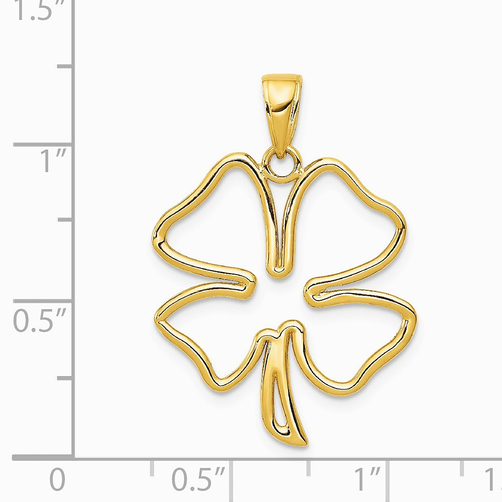 10K / 14K Yellow Gold 4-Leaf Clover Pendant - Product Photo