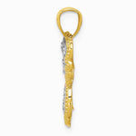 14K Yellow & Rhodium with White and Rose Rhodium Diamond-cut Butterfly Pendant - Product Photo
