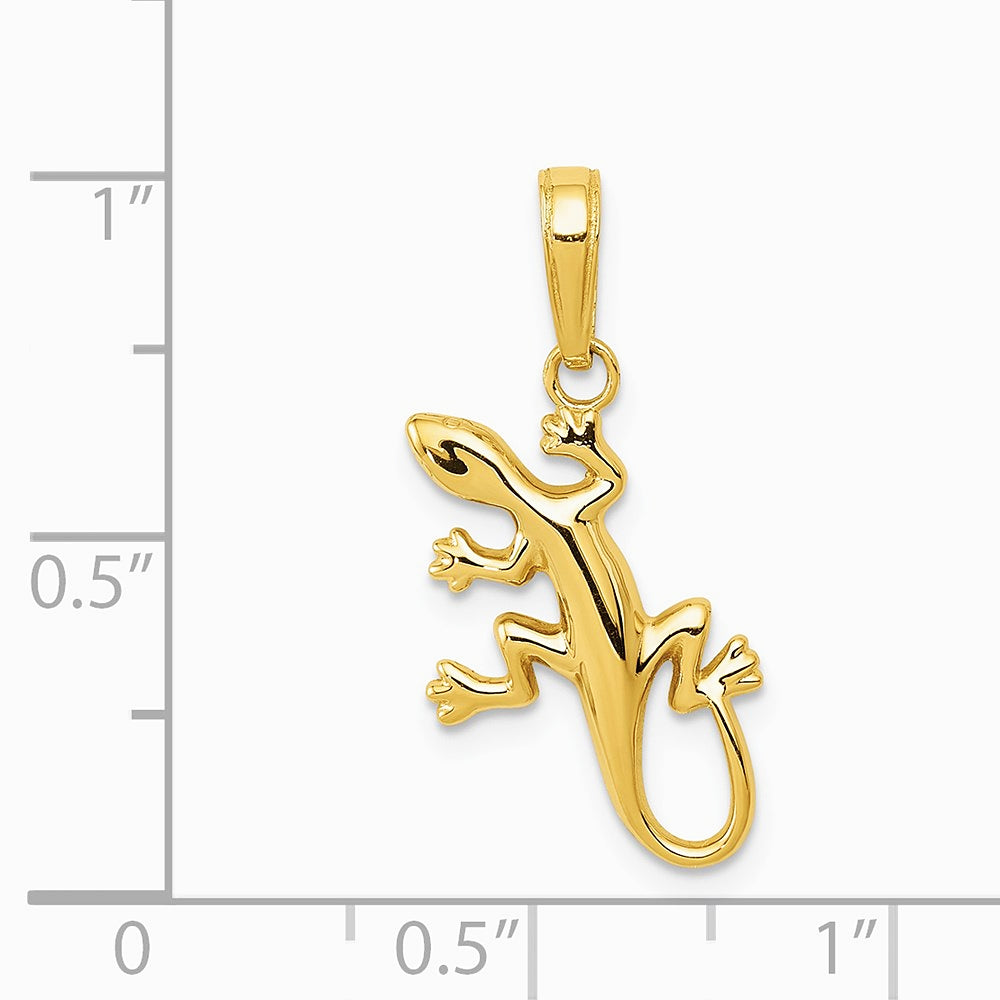10K / 14K Yellow Gold Gecko Pendant - Product Photo